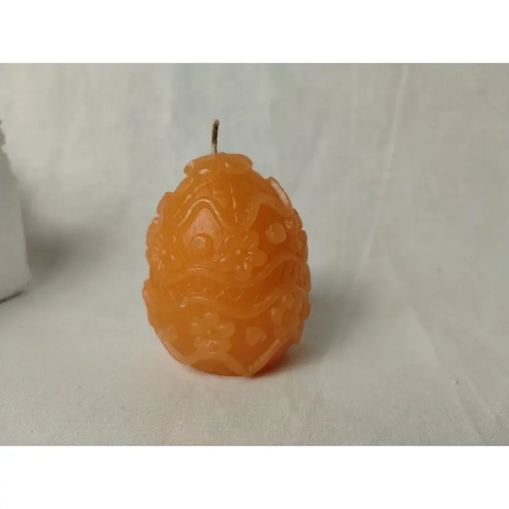 6 Vintage Egg-Shaped Wax Candles Textured Beautiful